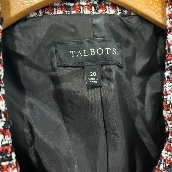Talbots size 20 Tweed jacket asymmetrical zip Red Black White - Picture 4 of 9